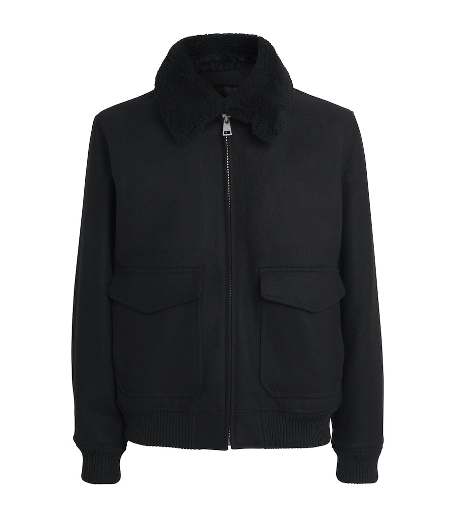 Wool-Blend Bomber Jacket BLACK