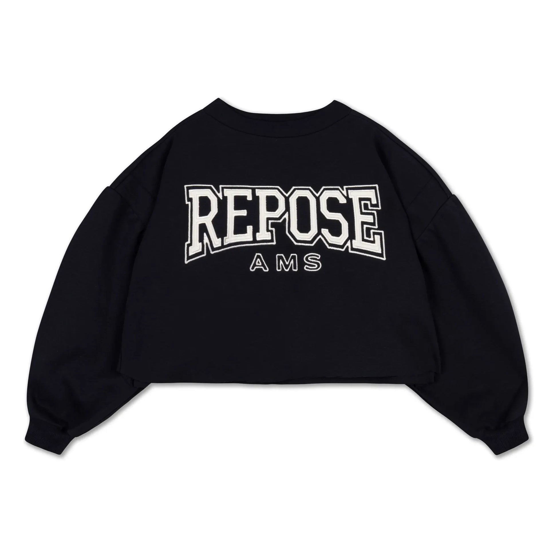 Repose AMS - Sweat Crop Top Logo Organic Cotton | Black