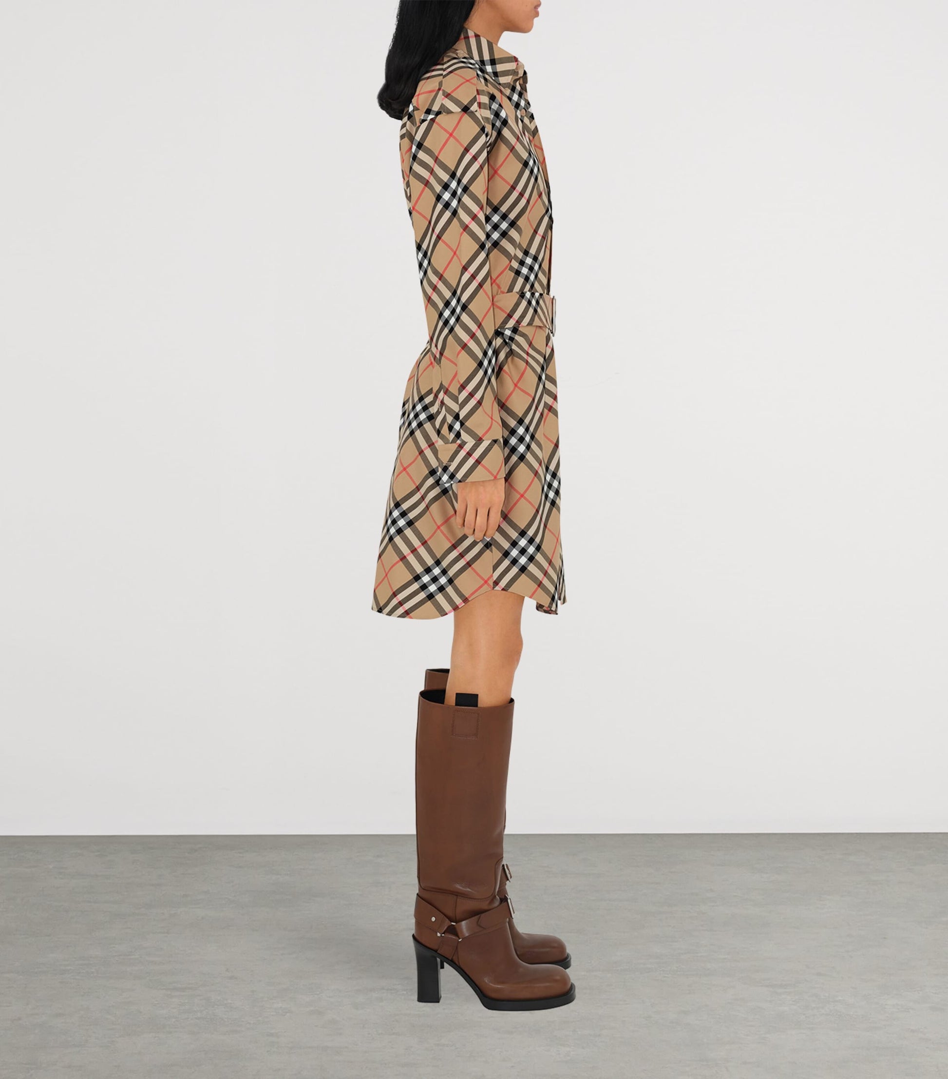 Burberry Beige Cotton Check Shirt Dress