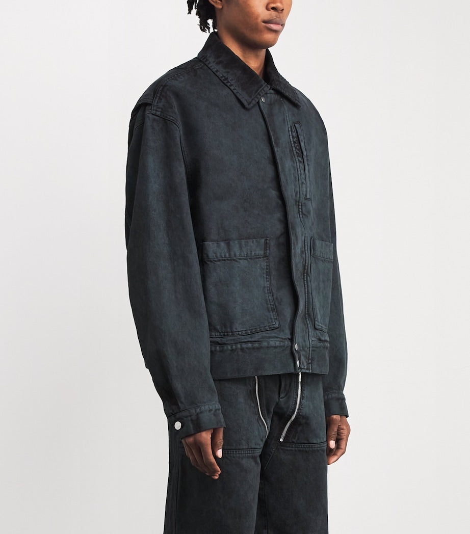 DRIES VAN NOTEN Grey Denim Overdyed Workwear Jacket