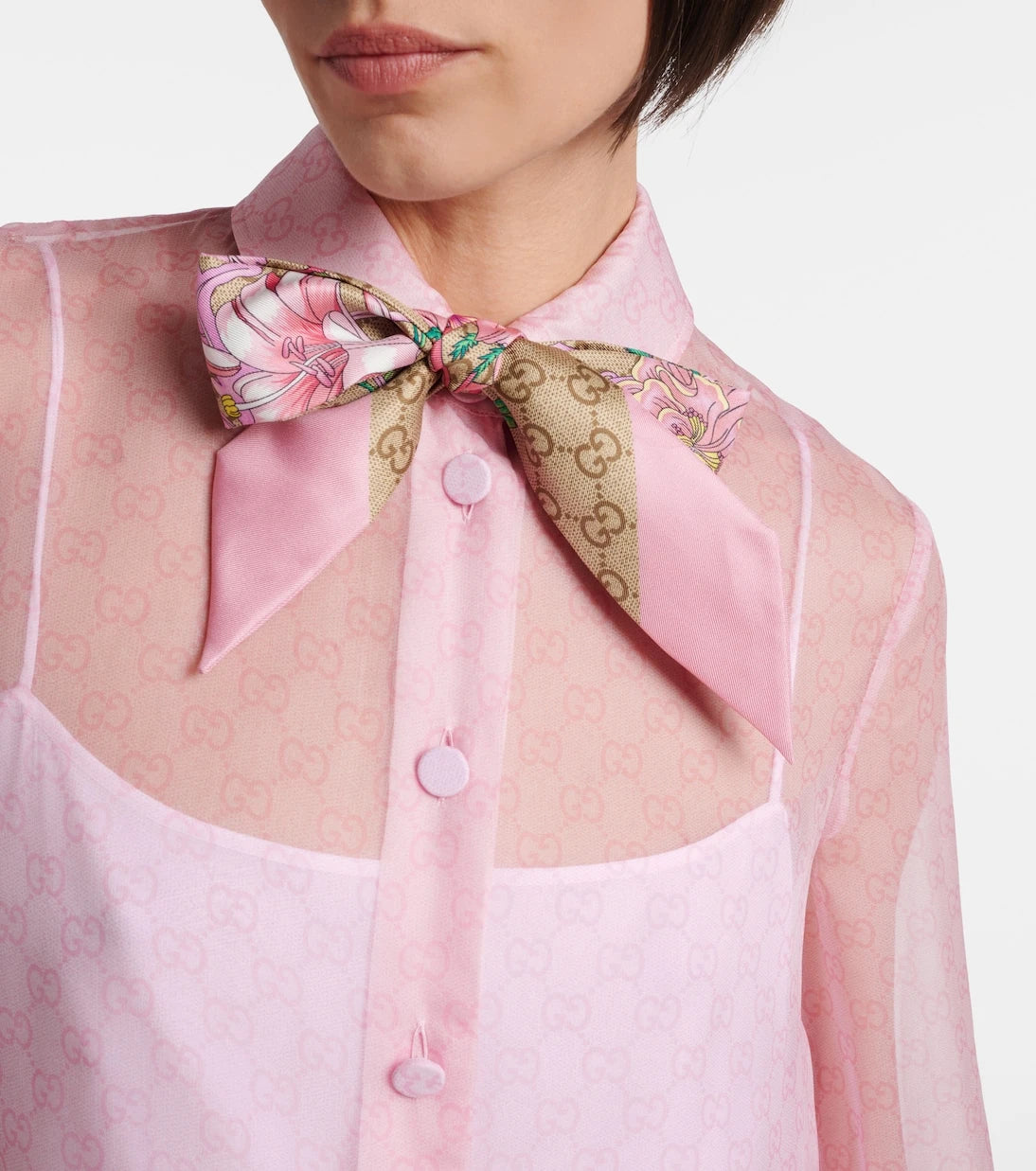 Gucci - GG floral silk twill scarf