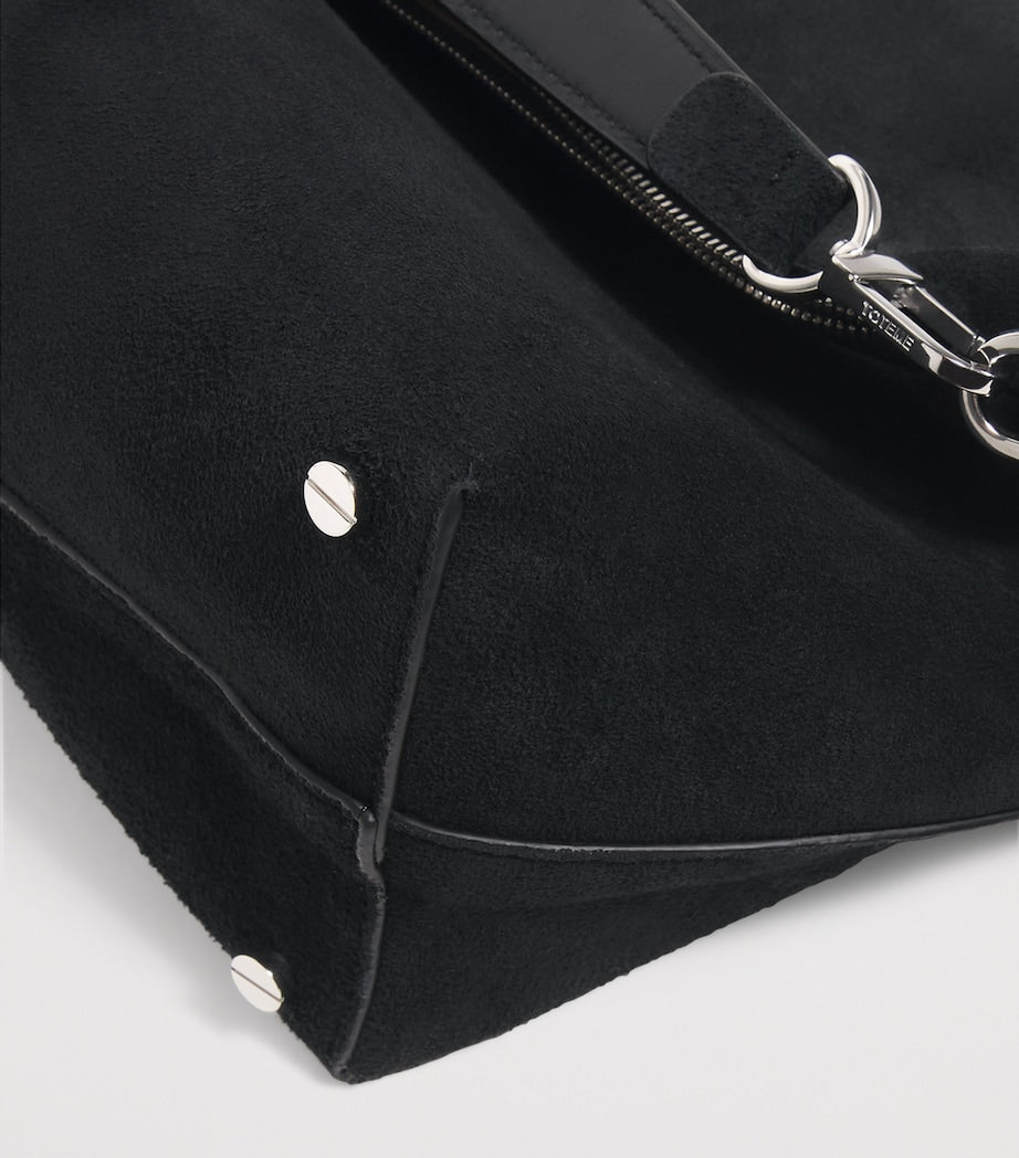 Toteme Black Suede Bevel Shoulder Bag