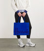 Blue Large Cotton Logo Tote Bag