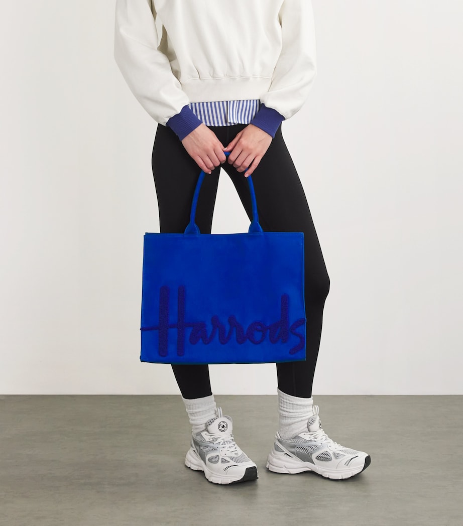 Blue Large Cotton Logo Tote Bag