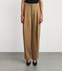Victoria Beckham Brown Virgin Wool Sculptural Leg Trousers