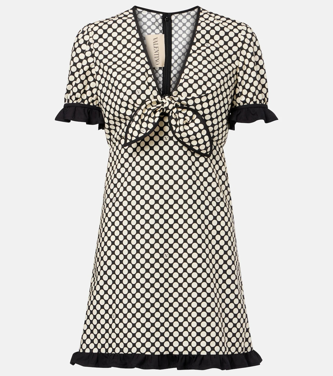 Valentino - Ruffled polka-dot cotton poplin minidress