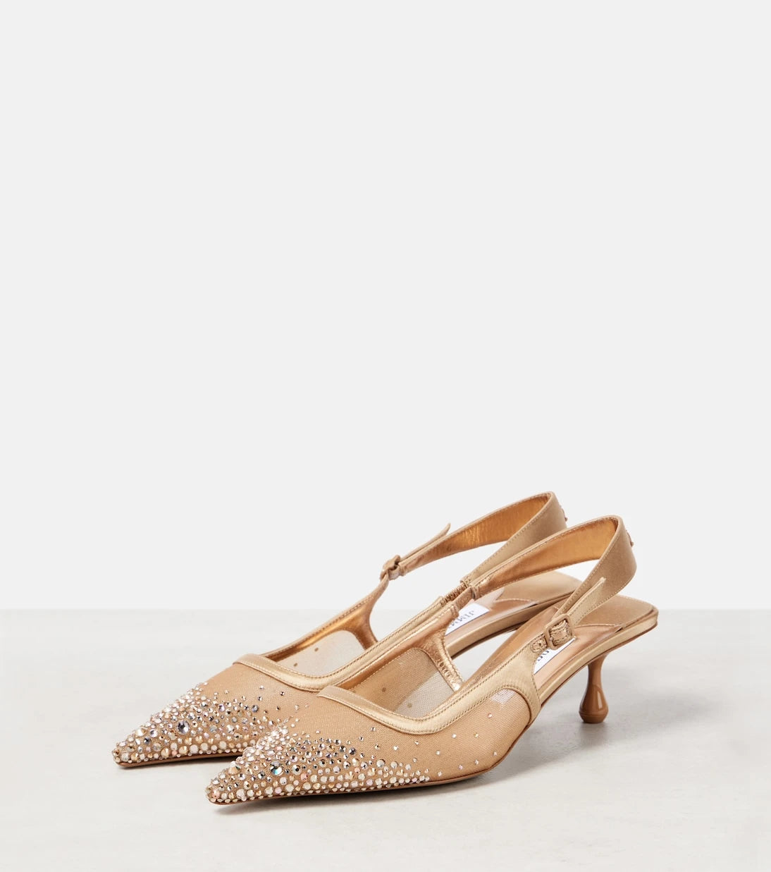Jimmy Choo - حذاء أمل 50 بكعب عالٍ مزخرف وشريط خلفي شبكي