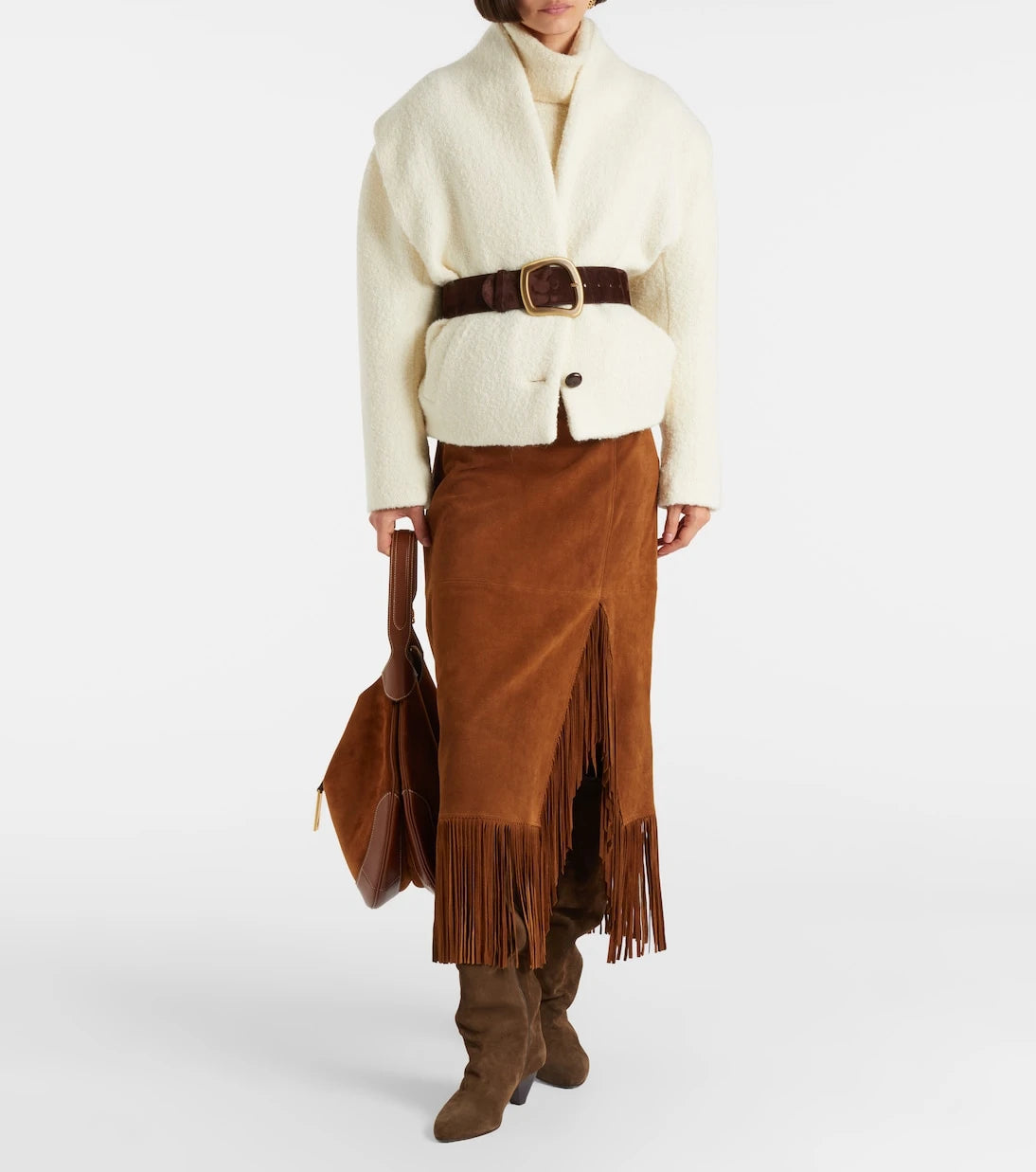 Polo Ralph Lauren - Fringed suede midi skirt