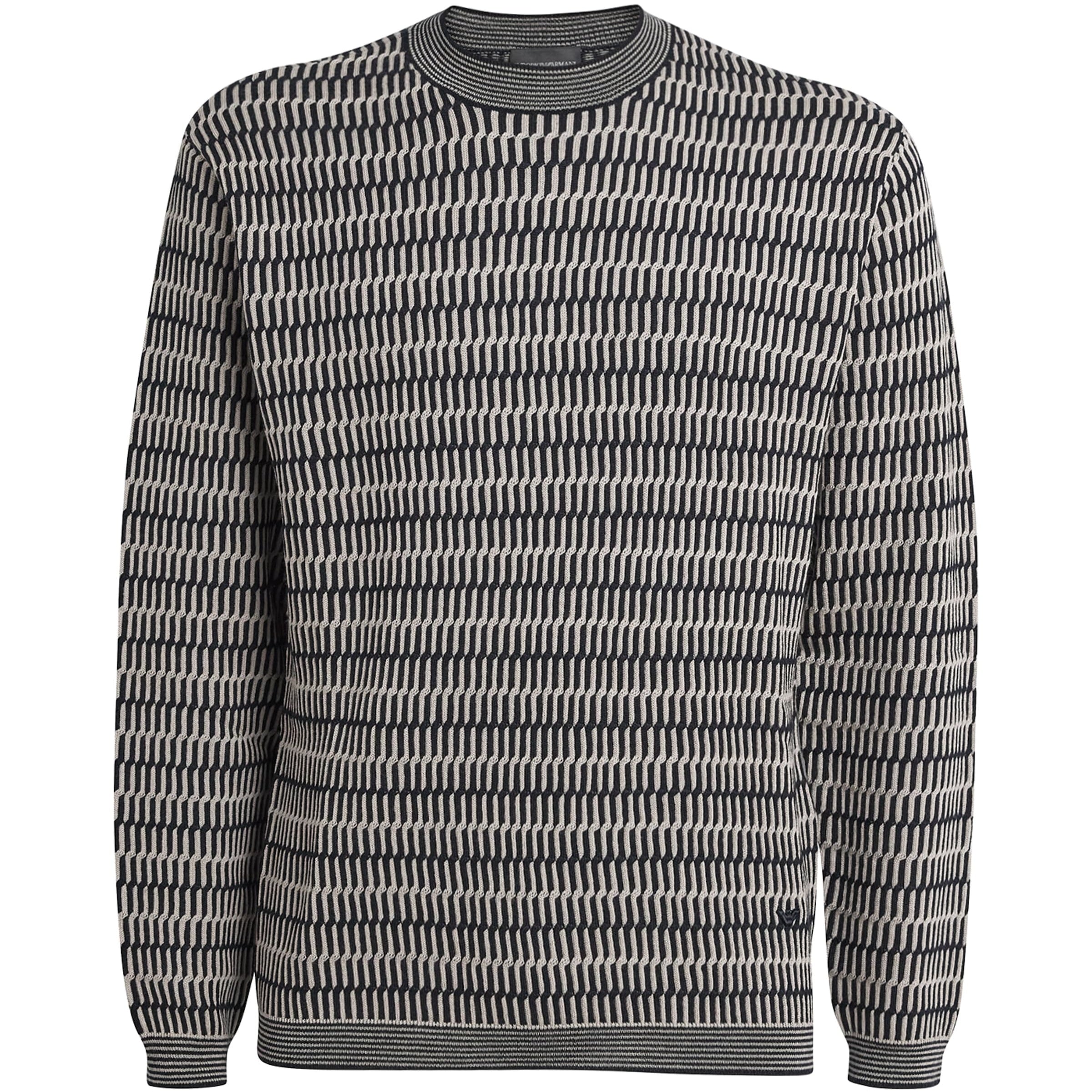 Emporio Armani Multi Virgin Wool Geometric Jacquard Sweater