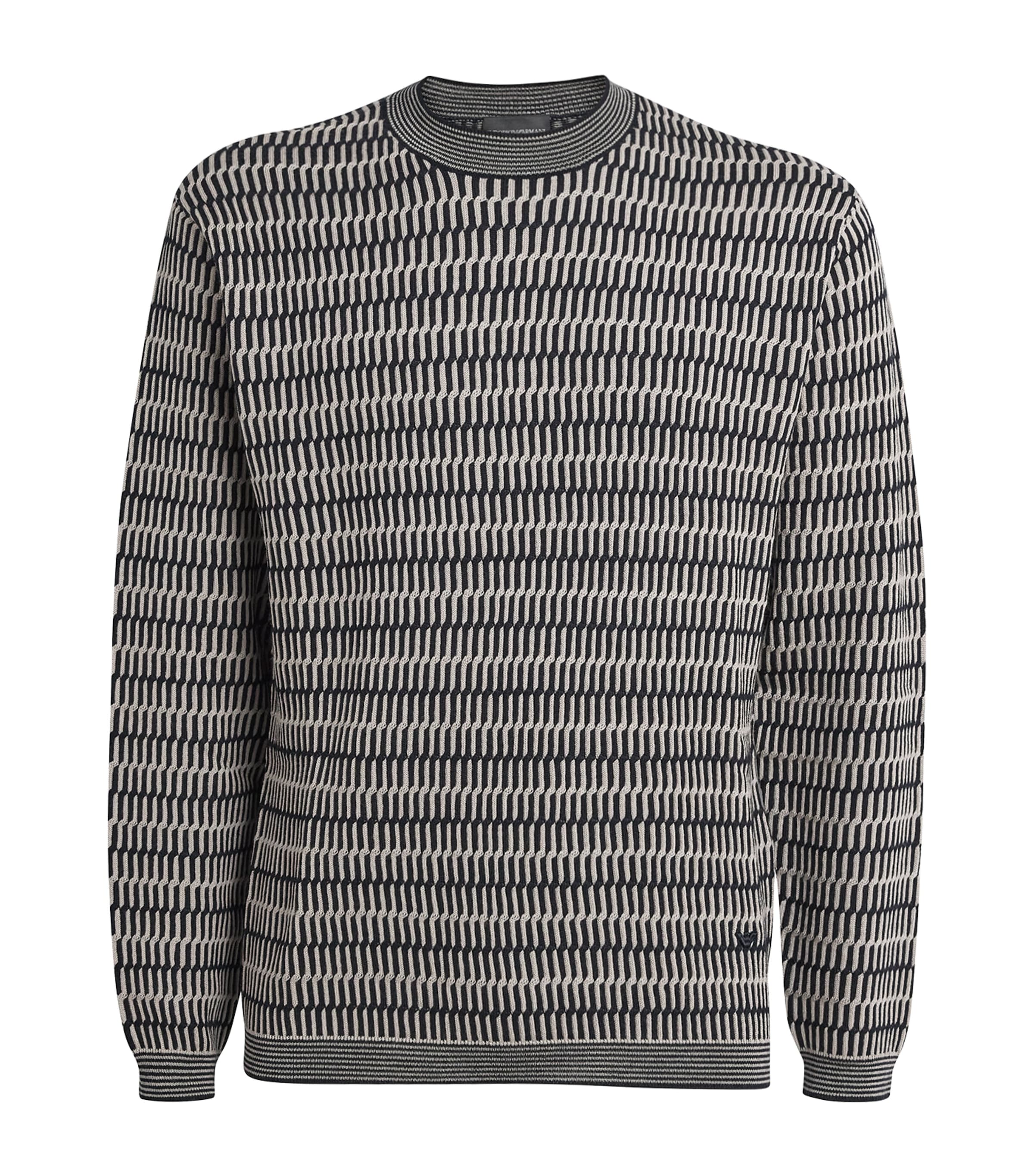 Emporio Armani Multi Virgin Wool Geometric Jacquard Sweater