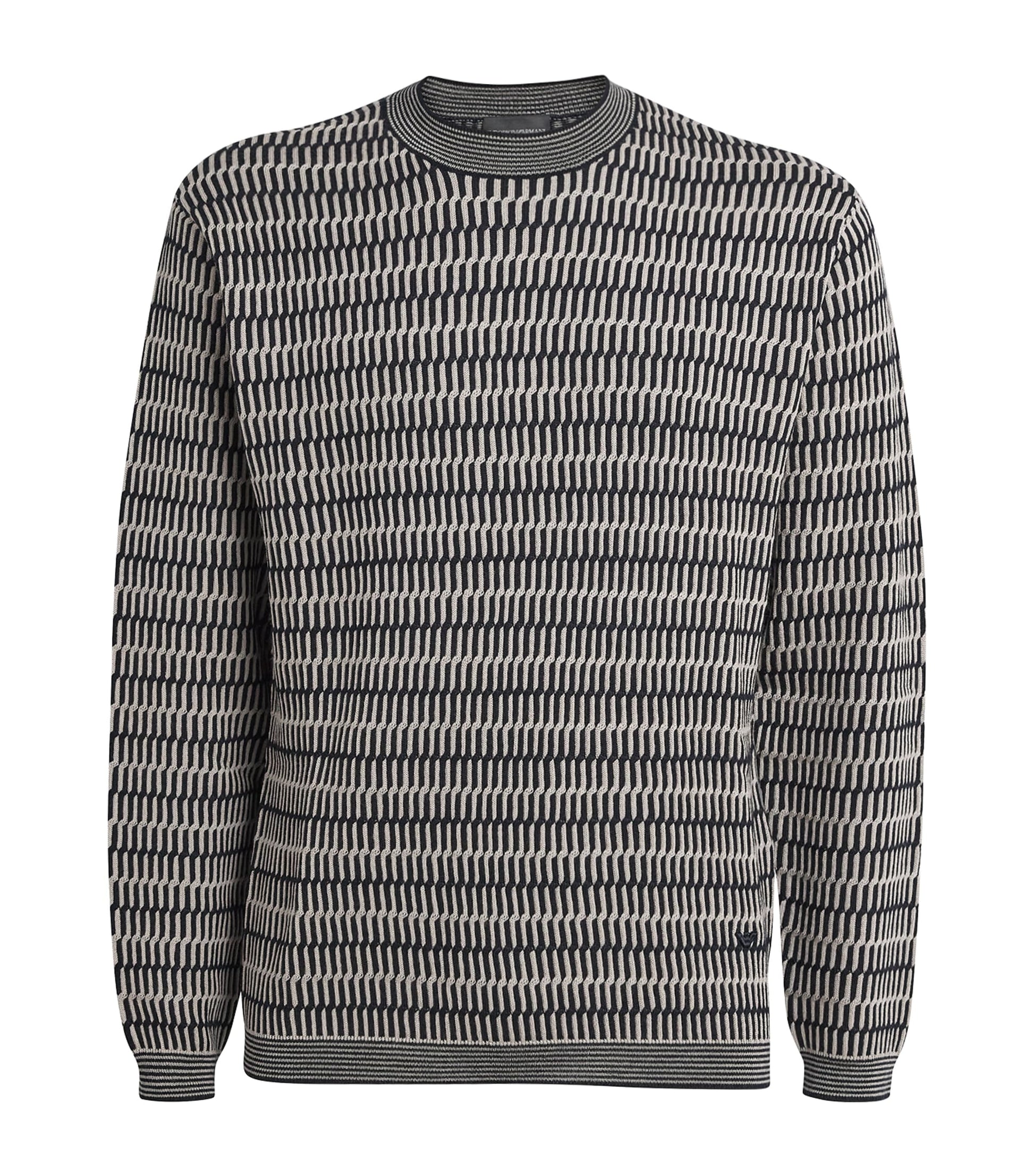 Emporio Armani Multi Virgin Wool Geometric Jacquard Sweater