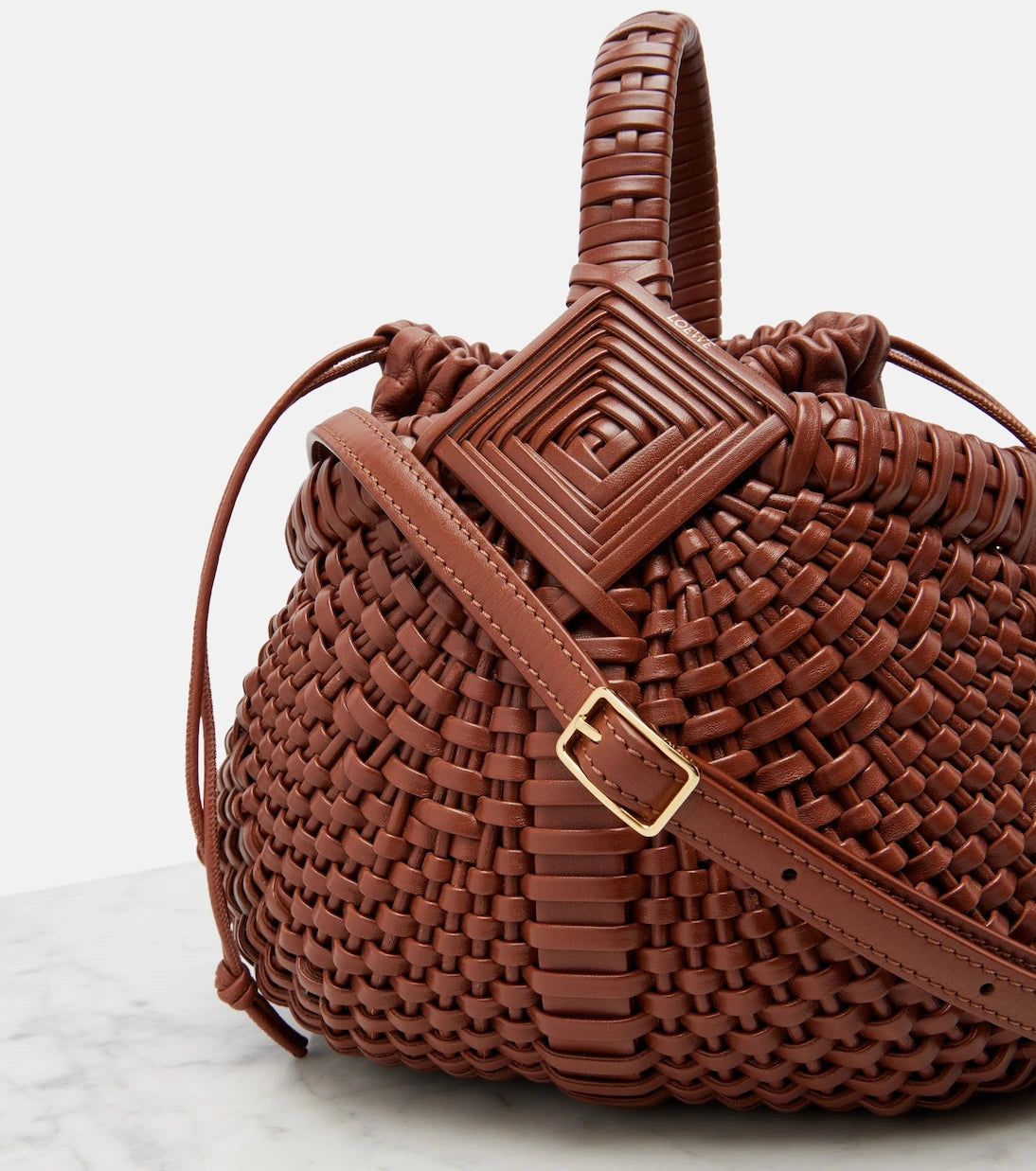 Loewe - Diamond Round Mini leather basket bag