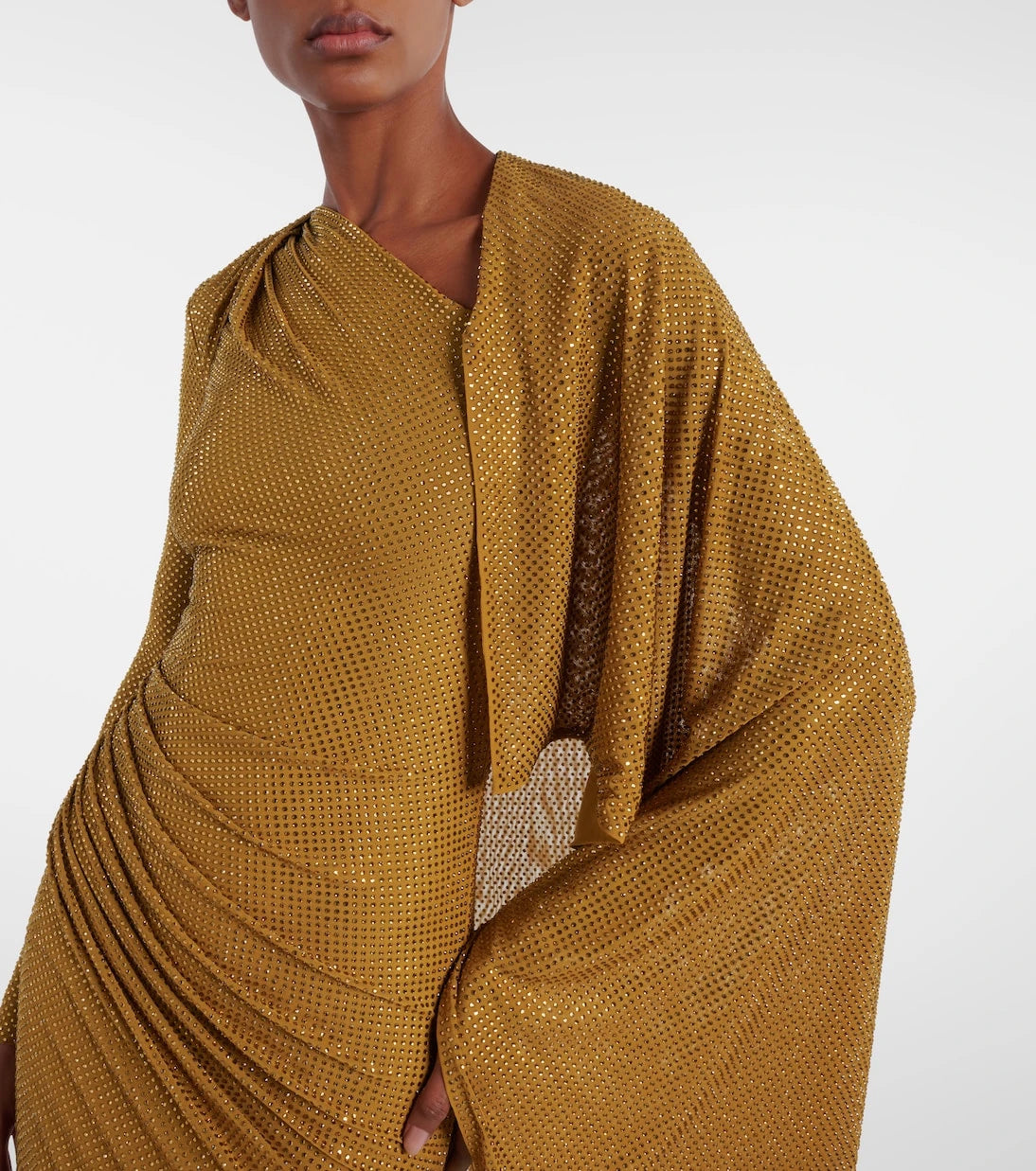 Self-Portrait - Draped embellished mesh gown