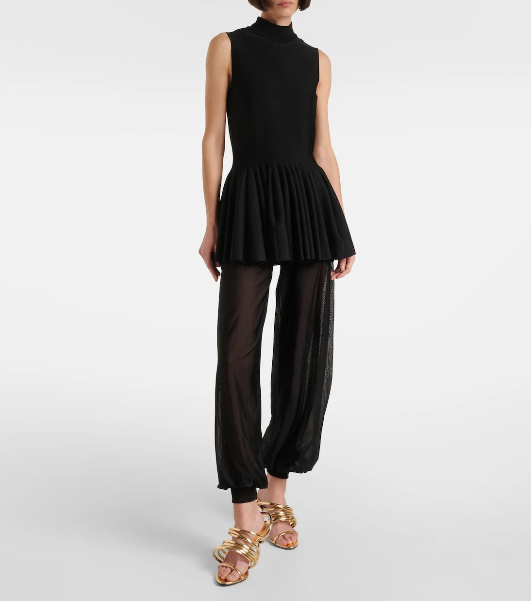Alaïa - Spiral 90 metallic leather sandals