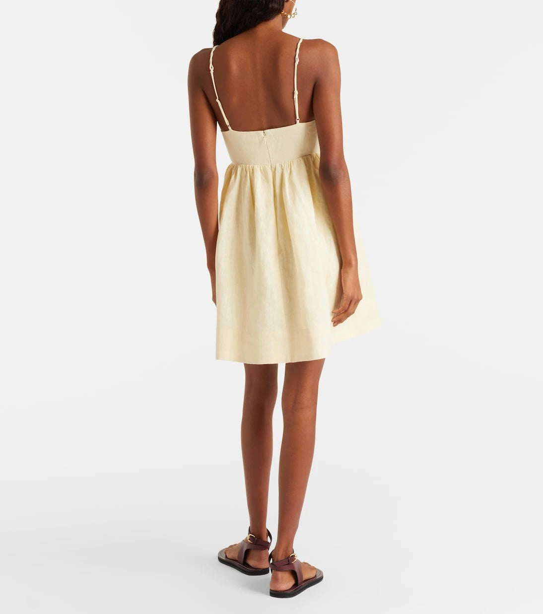 Farm Rio - Coconut Tree embroidered linen minidress