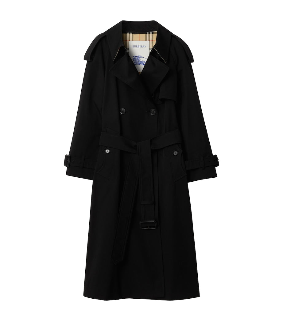 Burberry Black Gabardine Fitzrovia Long Trench Coat
