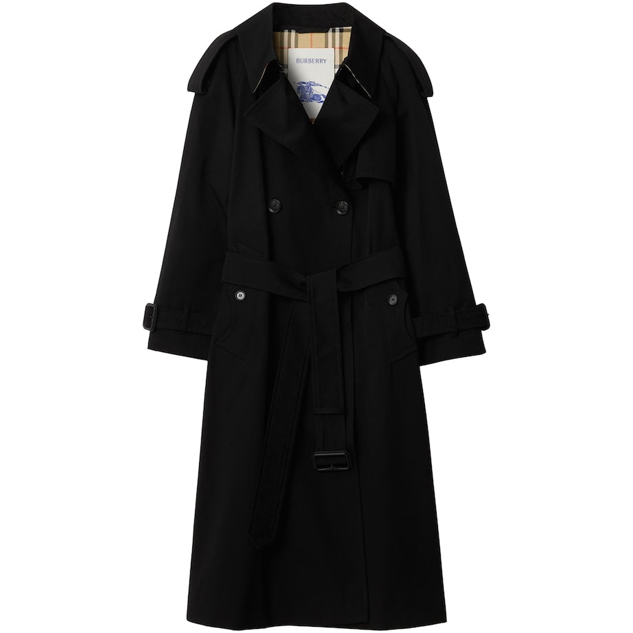 Burberry Black Gabardine Fitzrovia Long Trench Coat