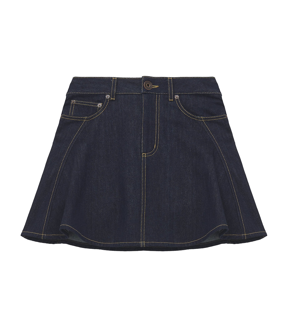 Blue Flared Denim Mini Skirt