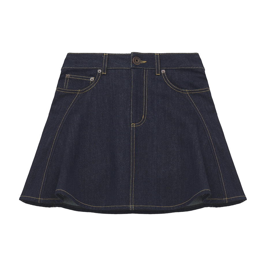Blue Flared Denim Mini Skirt