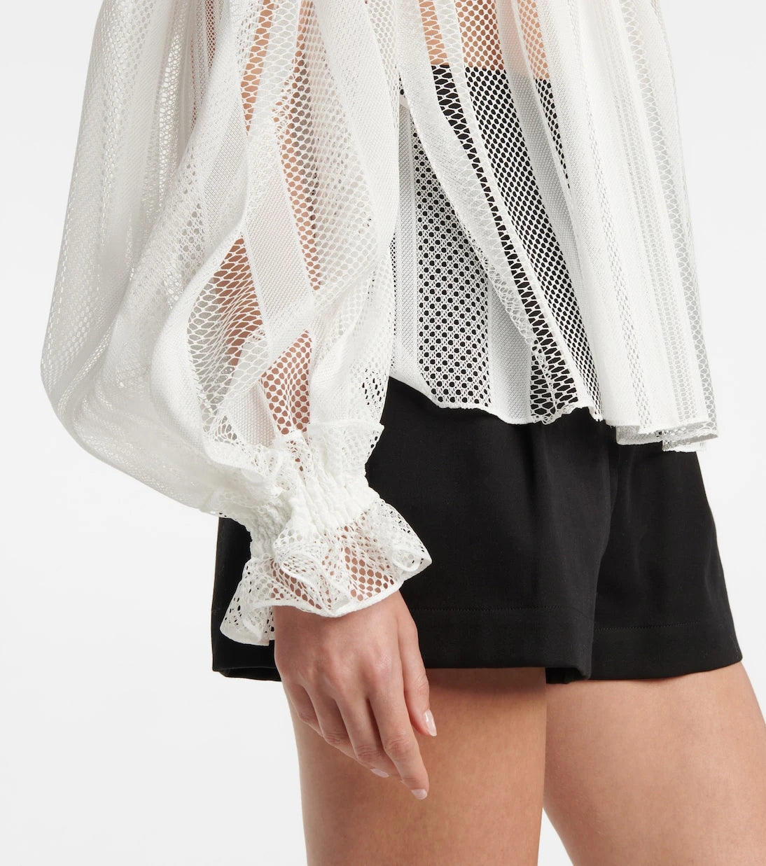 Alaïa - Off-shoulder mesh blouse