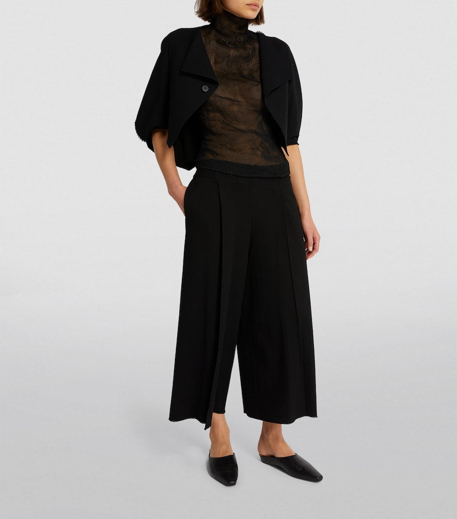 Issey Miyake Black Semi-Sheer Chiffon Twist Top