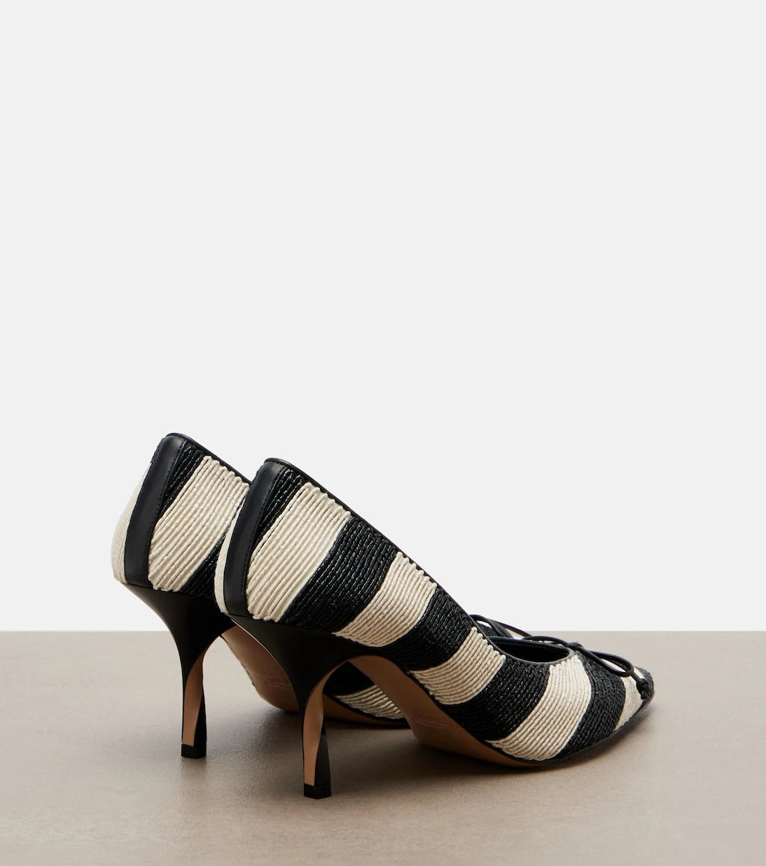 Jacquemus - Tourni striped raffia-effect pumps