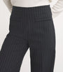 Black Pinstripe Wide-Leg Tailored Trousers