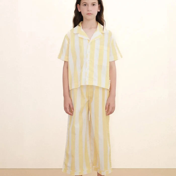 Детска памучна пижама Tinycottons YELLOW STRIPES SET