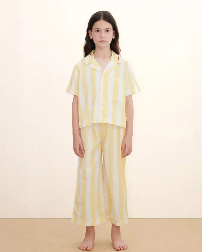 Детска памучна пижама Tinycottons YELLOW STRIPES SET
