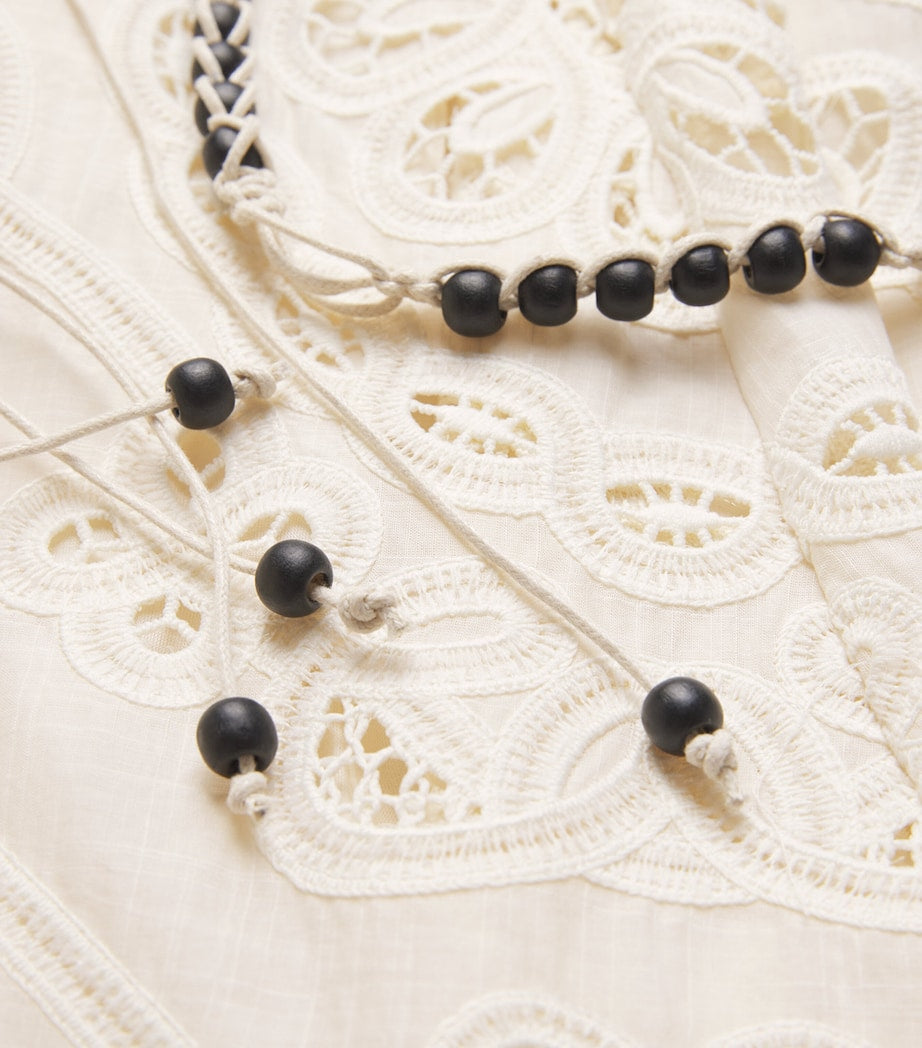 Cotton Rhiannon Embroidered Midi Skirt IVO IVORY