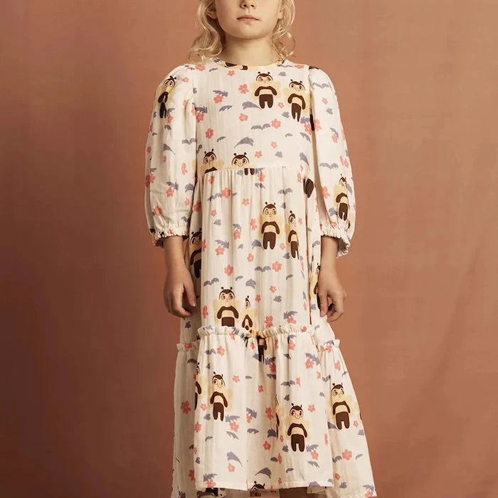Детска памучна рокля Mini Rodini Muslin bee