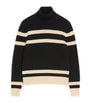 Valentino Garavani Black Virgin Wool Stripe Rollneck Sweater