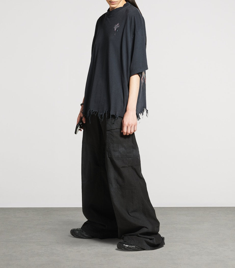 Balenciaga Black Distressed Oversized T-Shirt