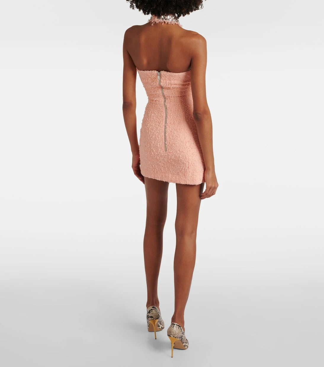 Balmain - Embellished halterneck minidress