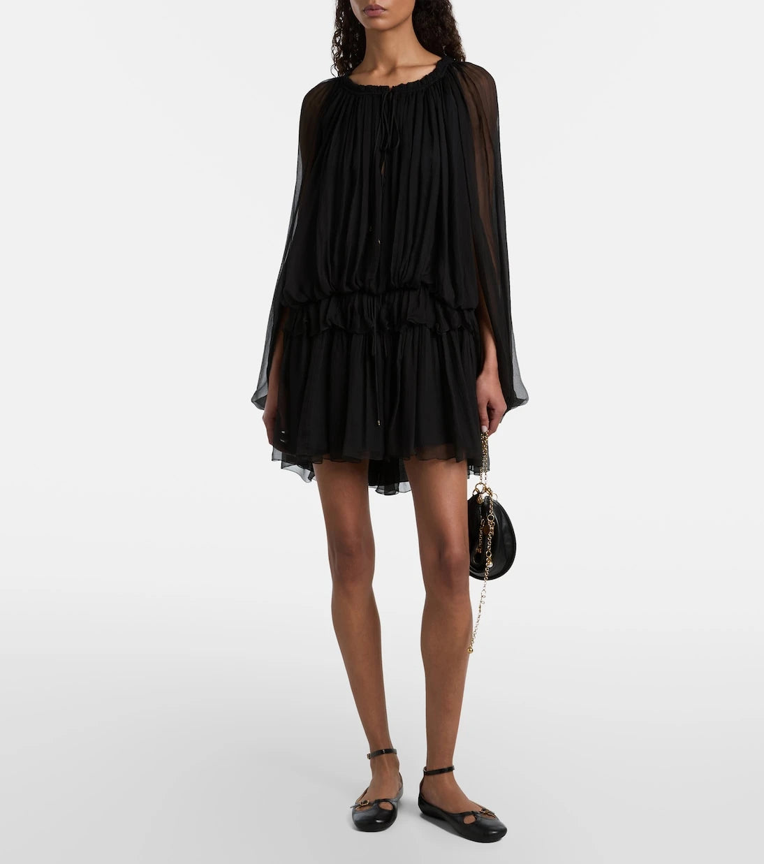 Chloé - Ruffled draped silk minidress