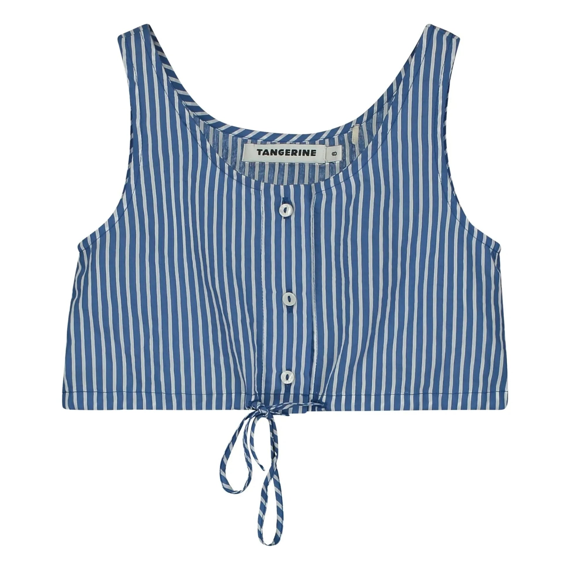 Tangerine - Striped Short Buttoned Top | Blue
