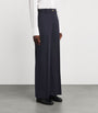 Wool-Blend Straight Leg Trousers NAVY BLUE