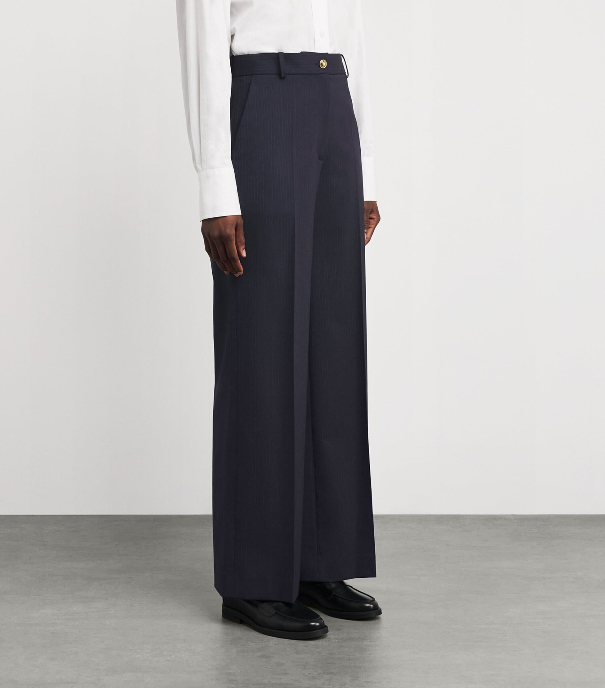Wool-Blend Straight Leg Trousers NAVY BLUE