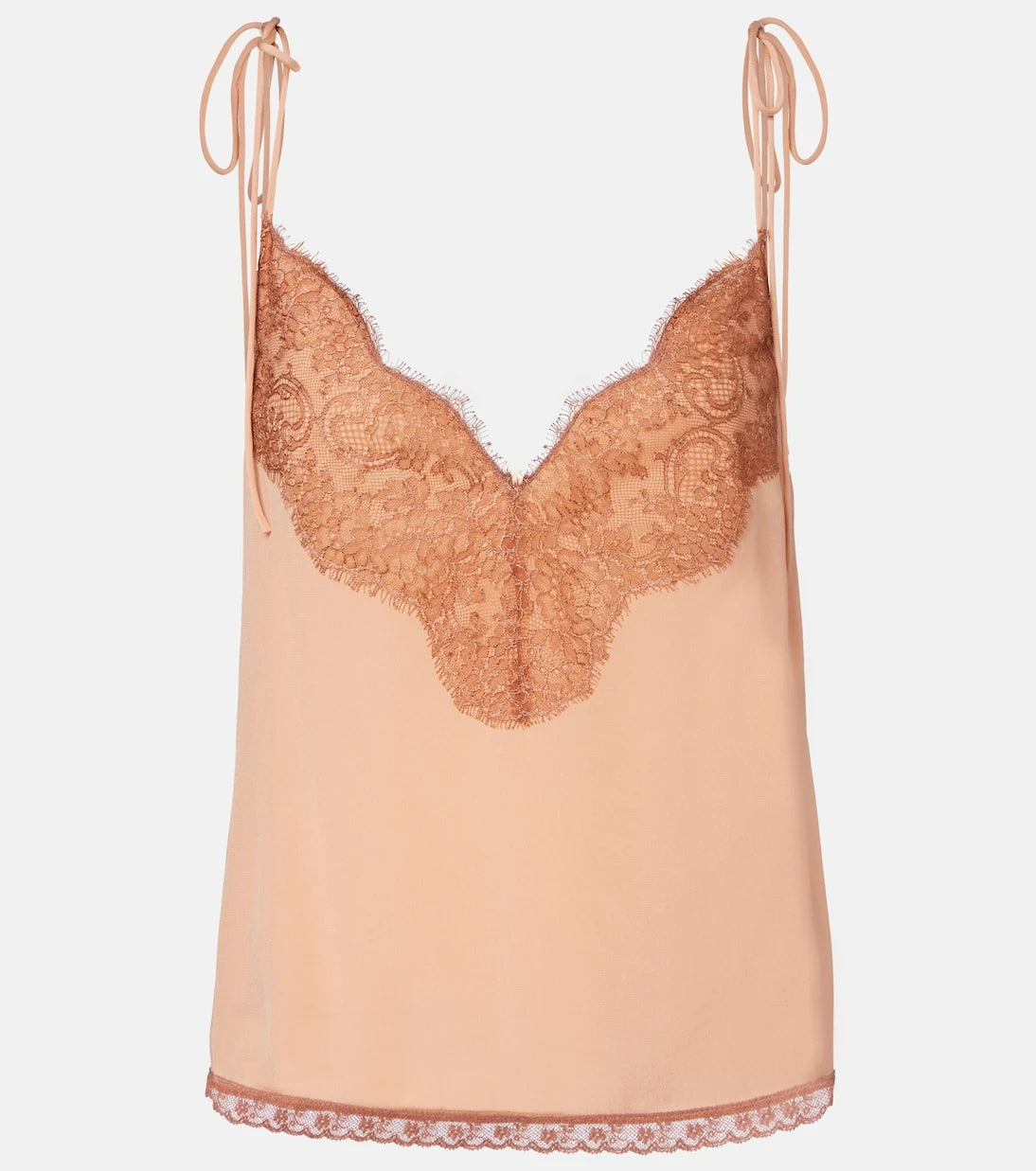 Valentino - Lace-trimmed silk crêpe de chine camisole