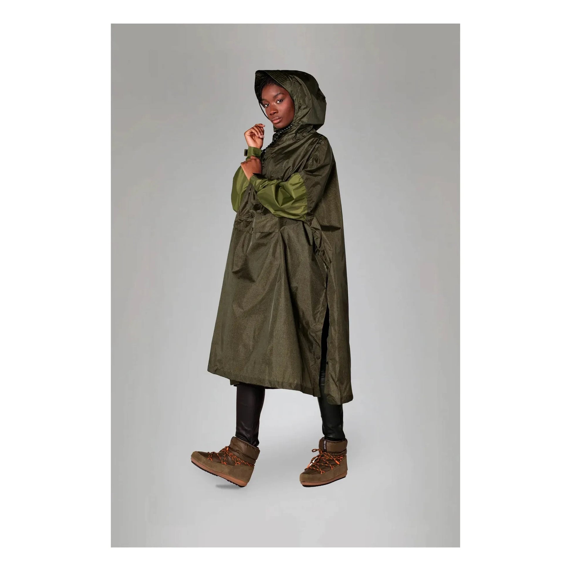 Rainkiss - Herringbone Raincoat Cape - Women's Collection | Brown