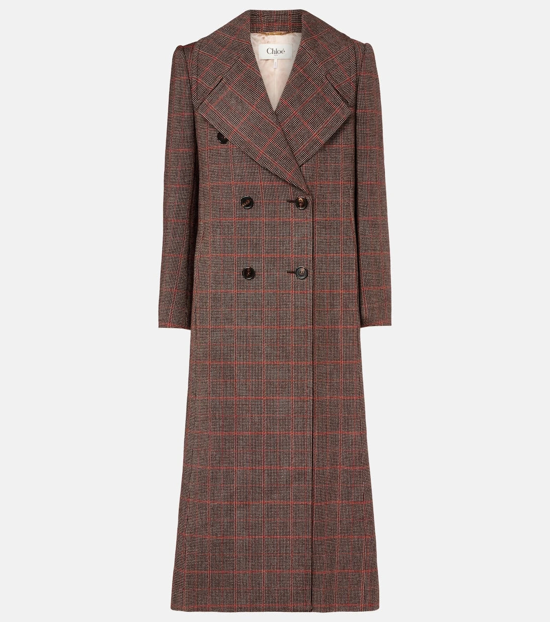 Chloé - Checked double-breasted virgin wool coat