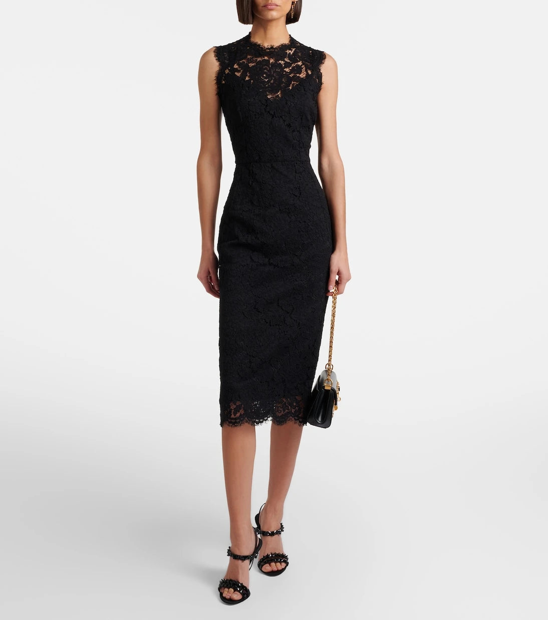 Dolce&Gabbana - فستان متوسط الطول من الدانتيل