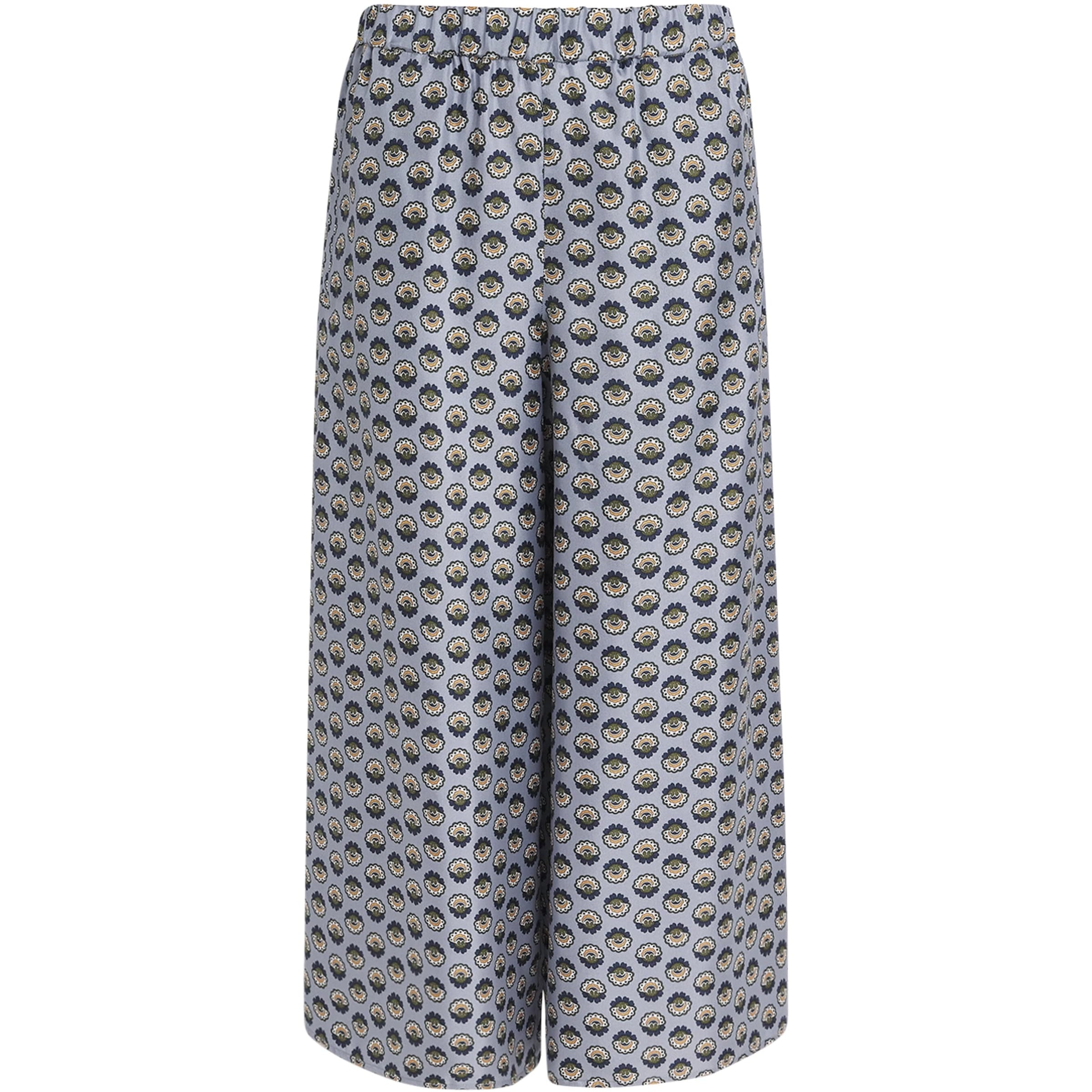 Blue Silk Printed Trousers