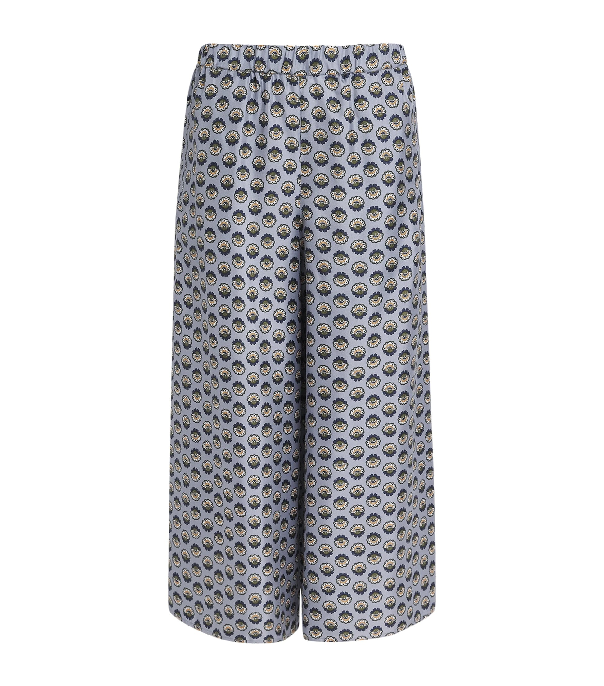 Blue Silk Printed Trousers