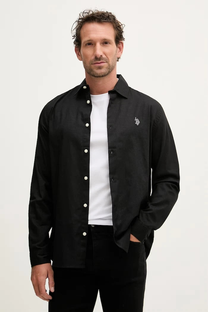 U.S. Polo Assn. Erkek Safari Gömlek LINEN BLEND LS