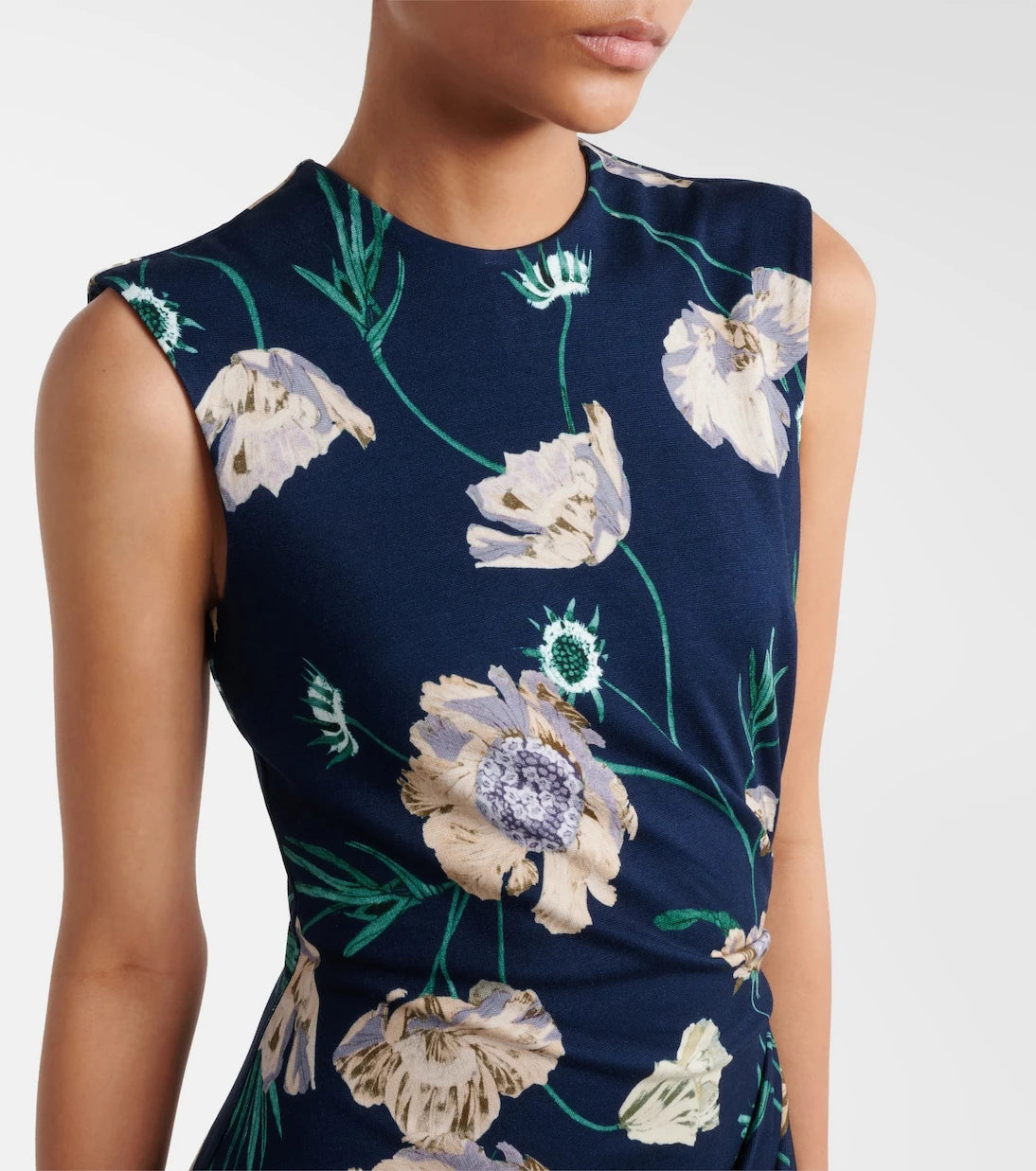 Erdem - Draped floral jersey midi dress