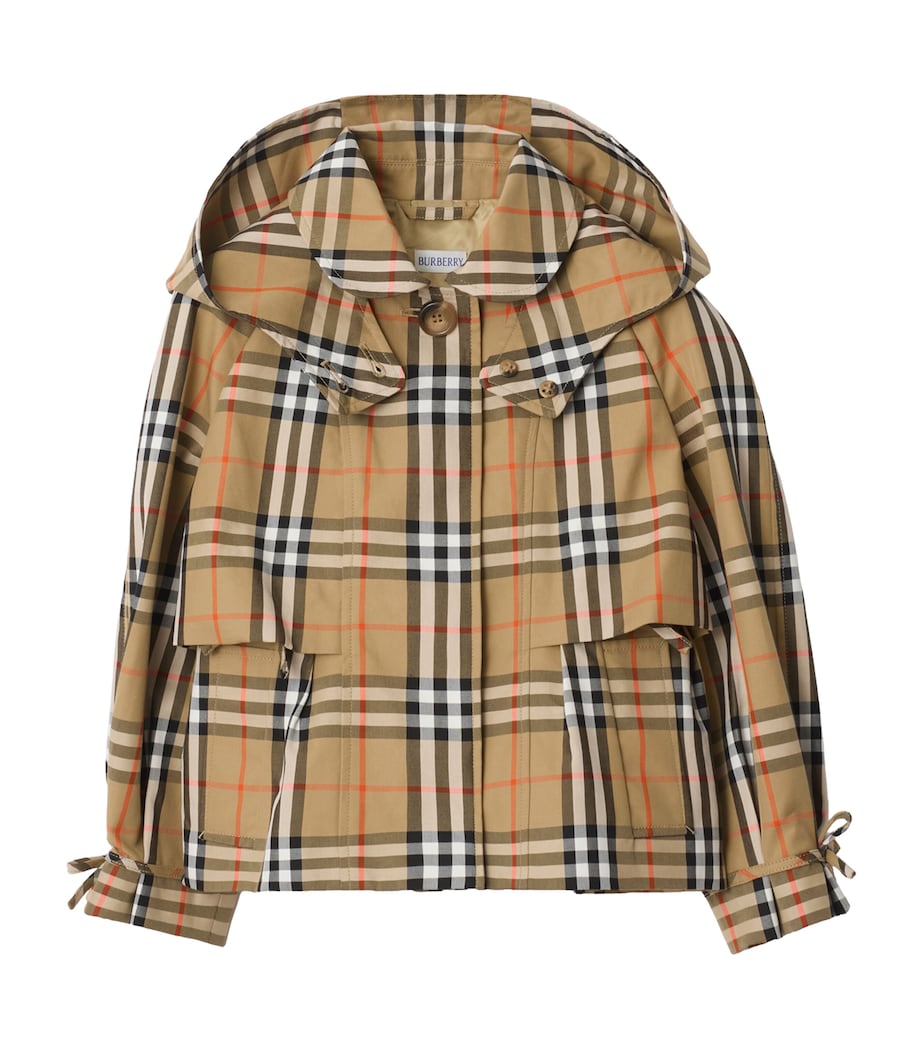 Burberry Kids Check Hooded Trench Coat (3-12 Years)