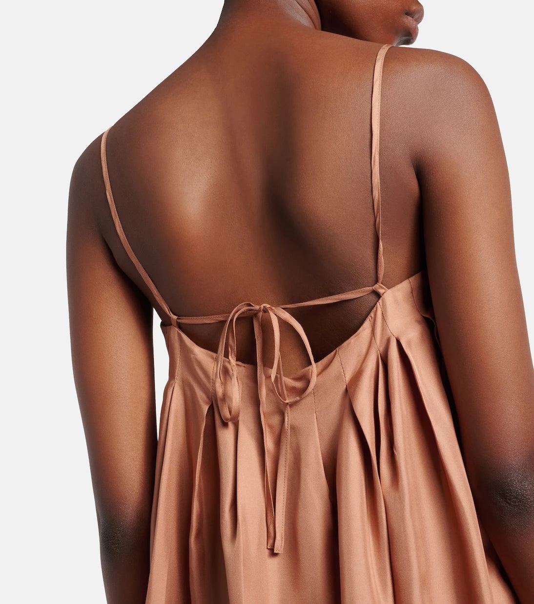 Asceno - Heather pleated silk twill maxi dress