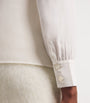 White Silk Lace-Trim Blouse