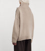 Beige Wool-Cashmere Buttoned Sweater
